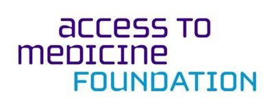 Logo of Access to Medicine, with whole name written out. First three words are in purple and the last word is in light blue